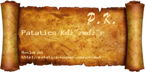 Patatics Kázmér névjegykártya